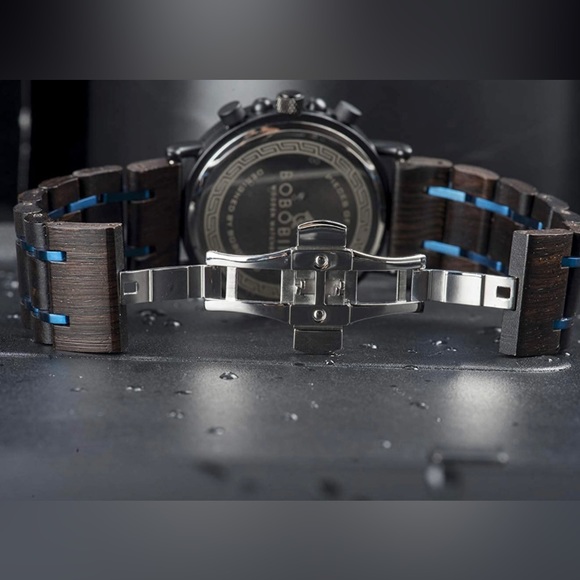 BRAND NEW MENS STYLISH WOODEN STAINLESS STEEL WATCH NWT - Picture 4 of 8